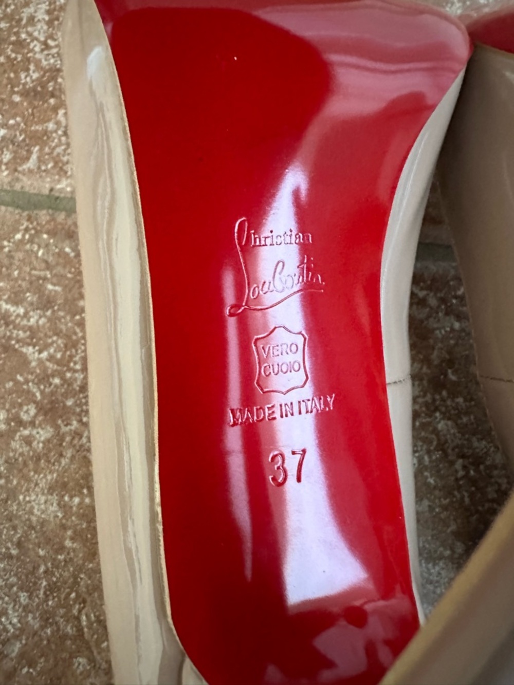 Christian Louboutin Blush Patent Leather Pointed-Toe Stilettos - Picture 5 of 6